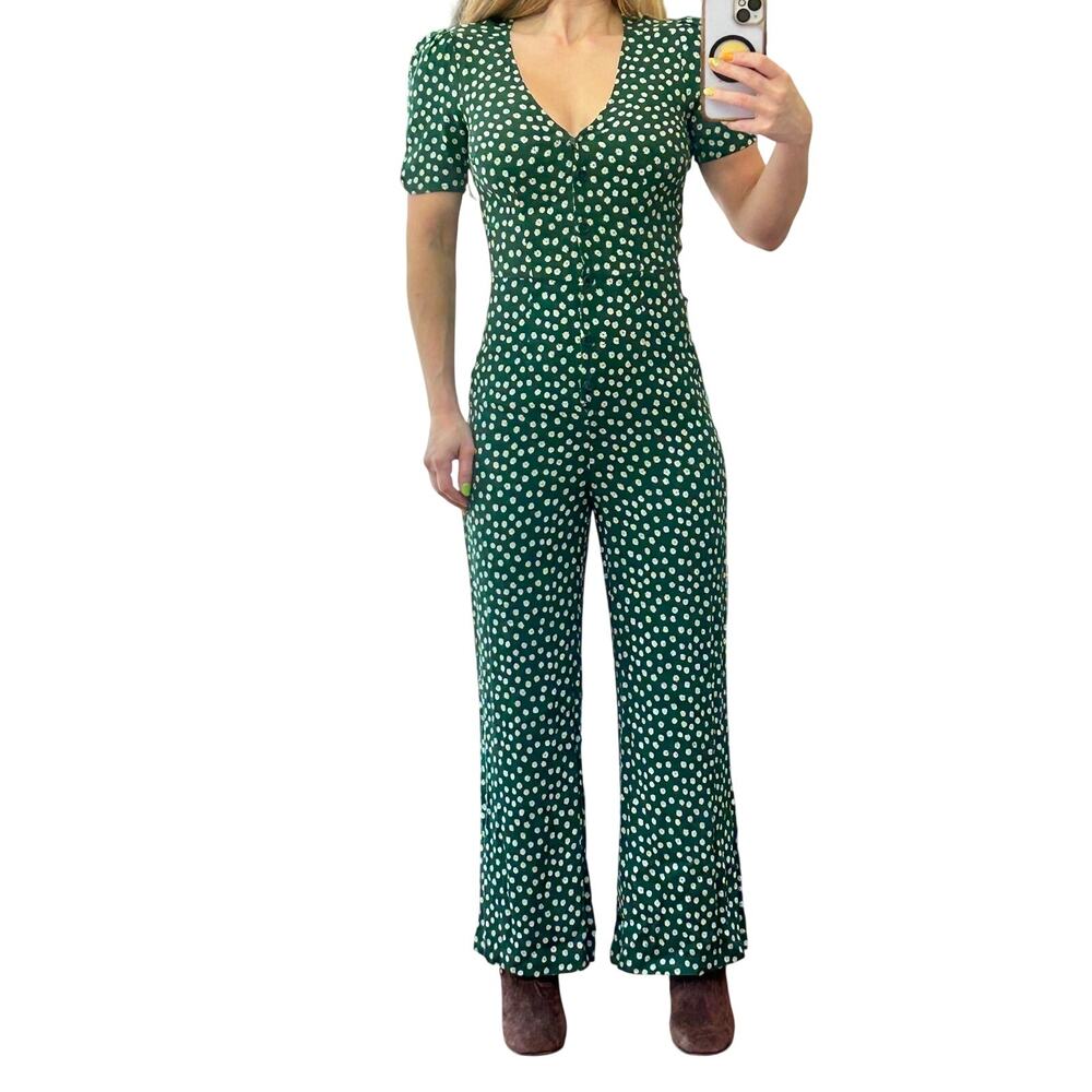 Reformation France Jumpsuit in Green Floral 2